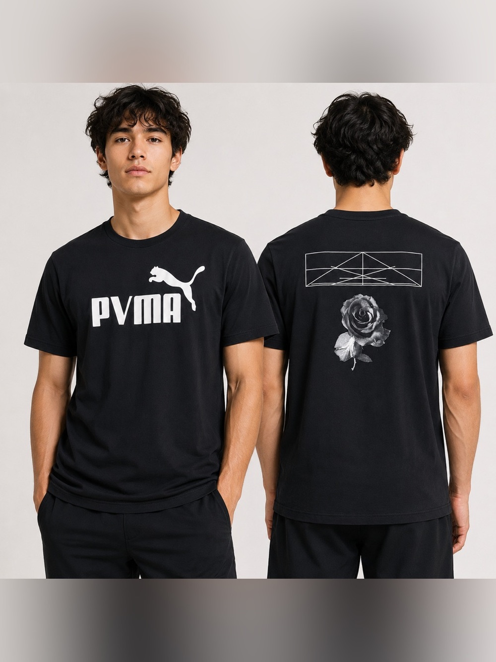 Puma Graphic Rose Tee – Men’s XXL Black Short Sleeve Shirt